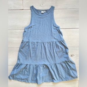 Gap Sleeveless Women’s Flare Tiered Dress Mid-Length Jasper Blue Sz M Fairycore